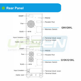 এন + এক্স সমান্তরাল সঙ্গে জরুরী ইউপিএস 220V / 230V 6 কেভিএ / 10 কেভিএ হাই ফ্রিকোয়েন্সি অনলাইন ইউ.পি.